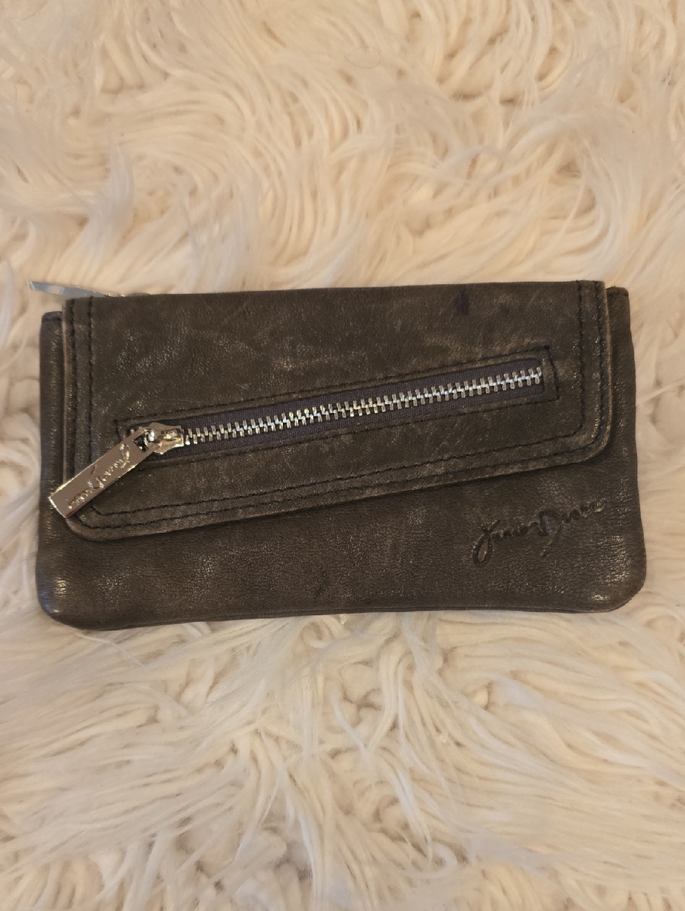 James Drake Genuine Leather Zip Wallet with Front Pocket